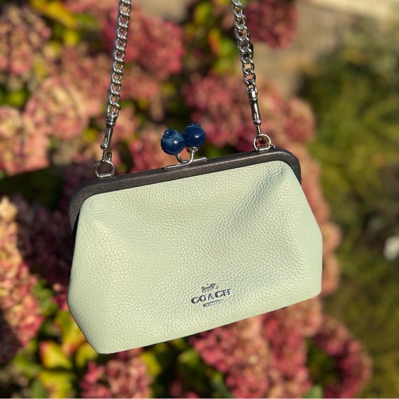 Coach Nora Blueberry Kisslock Crossbody Clutch Light Teal Midnight Multi - Picture 11 of 11